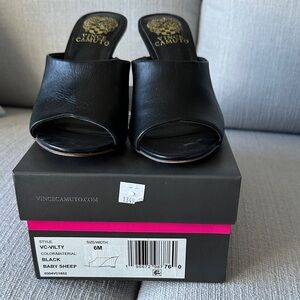Vince Camuto Black Leather Mules